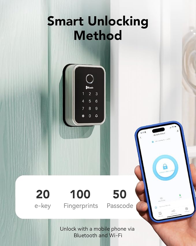 Smart Lock Fingerprint Door Lock, Smart Door Lock for Home Security,Electronic Deadbolt 4-in-1 Keyless Entry with Keypad, IC Card, App Control, Front Door Lock, Fingerprint Lock (Cloud Brushed Nickel)