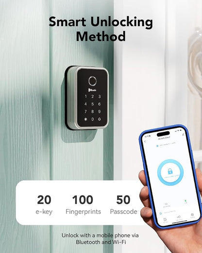 Smart Lock Fingerprint Door Lock, Smart Door Lock for Home Security,Electronic Deadbolt 4-in-1 Keyless Entry with Keypad, IC Card, App Control, Front Door Lock, Fingerprint Lock (Cloud Brushed Nickel)