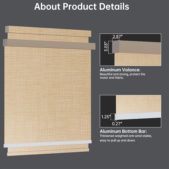 Motorized Blinds with Remote, Light Filtering Smart Blinds for Windows Automatic Roller Shades Compatible with Alexa, Motorized Shades Customized for Living Room Home Office (Light Coffe)
