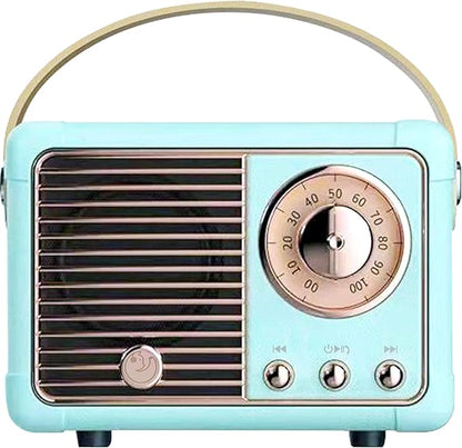 Retro Bluetooth Speaker, Mini Bluetooth Speaker Wireless, Hands-Free Call,400mA Battery, TF Card, Aux Line, for iOS Android Smartphone Home Office, Birthday Gift Ideas Blue