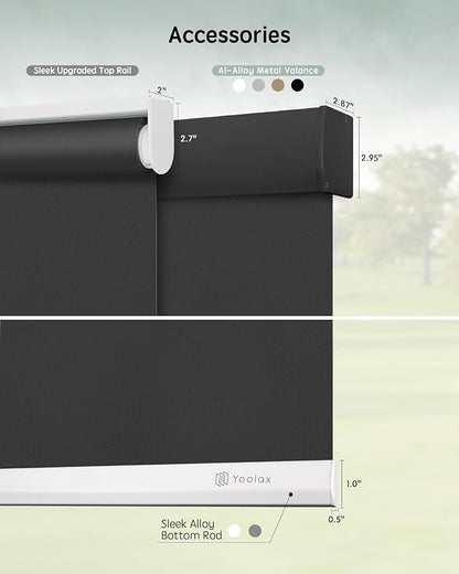 Yoolax Motorized Blinds with Remote, Blackout Smart Roller Shades Work with Alexa, Google, Apple Homekit, Custom Waterproof Automatic Shades with Voice Control for Dining Room (Vinyl Dark Gray)