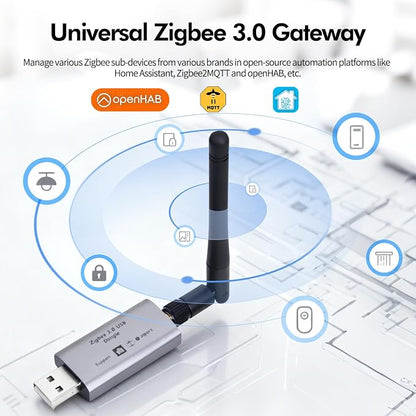 eMylo Zigbee 3.0 USB Dongle Plus Gateway, Universal Wireless Zigbee USB Adapter with Antenna for Home Assistant, Open HAB, Zigbee2MQTT etc, EFR32MG21 Chip