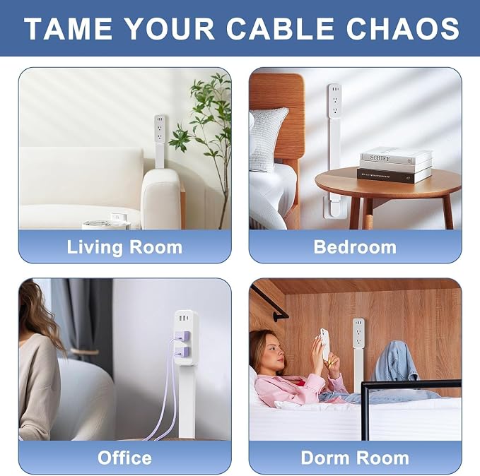 Electrical Outlet Extender Stick - Features USB-A, USB-C and 2 AC Outlets, Extends 22"-34", Rotates 180° Access Hard-to-Reach Outlets, Wall Plug Power Socket Expander Nightstands, Sofa, Desks and More