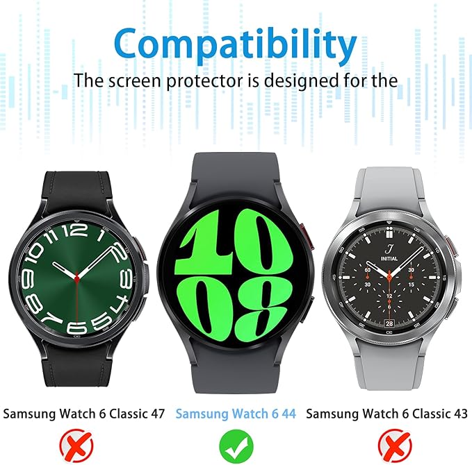Suoman 4-Pack for Samsung Galaxy Watch 6/Galaxy Watch 7 44mm Screen Protector, [Anti-Scratch] 2.5D 9H Hardness Ultra-thin Tempered Glass Screen Protective Film