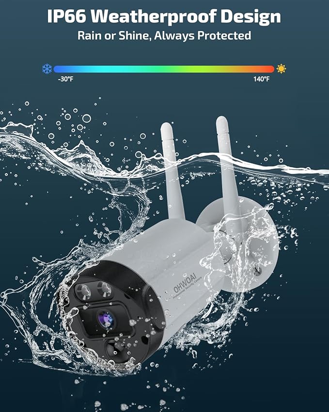 《4K Ultra HD & 130° Wide Angle》 Security Cameras Wireless Outdoor, Home WiFi Video Security System, Wireless IP Camera Surveillance DVR Kits