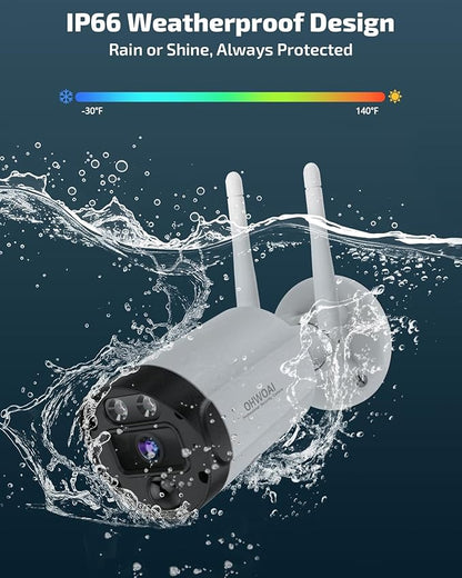 《130°Wide Angle》 4K Ultra HD Security Cameras Wireless Outdoor, Home WiFi Video Security System, Wireless IP Camera Surveillance DVR Kits