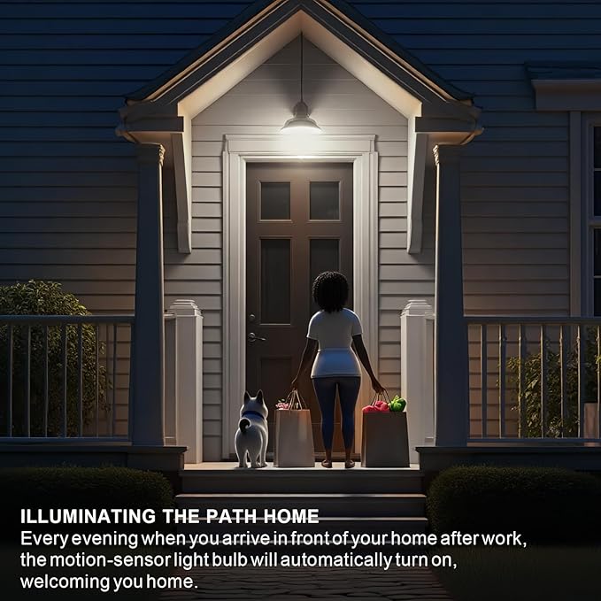 Motion Sensor Light Bulb, Dusk to Dawn Security Night Light A19 E26 13W Equivalent 100W 5800K Daylight, Indoor Motion Activation Detector Light Bulb, 5 Packs