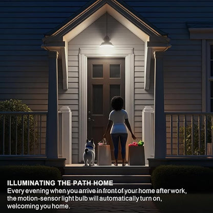 Motion Sensor Light Bulb, Dusk to Dawn Security Night Light A19 E26 13W Equivalent 100W 5800K Daylight, Indoor Motion Activation Detector Light Bulb, 5 Packs