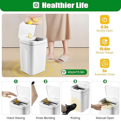 Kitchen Trash Can, 4.22 Gallon Small Motion Sensor Smart Trash Can, Automatic Touchless Garbage Can with Lid for Kitchen Bathroom Bedroom Office