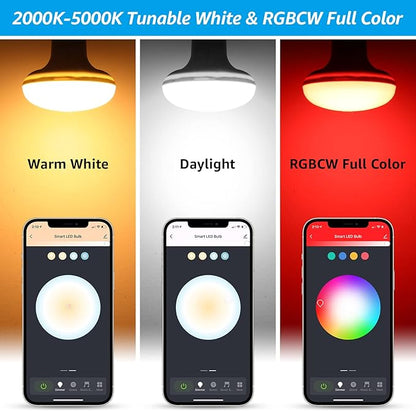 TORCHSTAR BR30 Smart Flood Light Bulbs, RGBCW Color Changing LED Recessed WiFi Bulb, 800lm 9W(60W Eqv.), Dimmable, Compatible with Alexa & Google Assistant, ETL Listed, E26, No Hub Required, Pack of 4