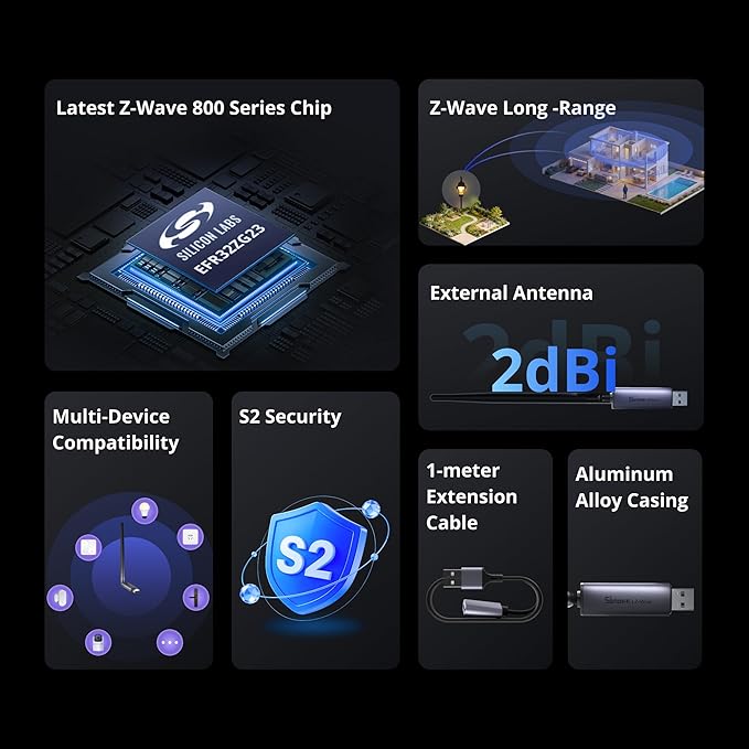 SONOFF Z-Wave 800 Dongle Plus (Dongle-PZG23), USB Stick with EFR32ZG23, Compatible with Home Assistant & openHAB, S2 Security, Stable and Long-Range Smart Home Control