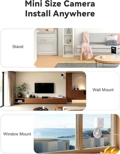 2K Cameras for Home Security, 2.4/5GHz Wi-Fi 6 Indoor Camera for Dog/Pet/Nanny/Baby with US Phone App, AI Text Recognition, Smart Search, Color Night Vision, Mini Cam 2 Way Talk, Human Detection