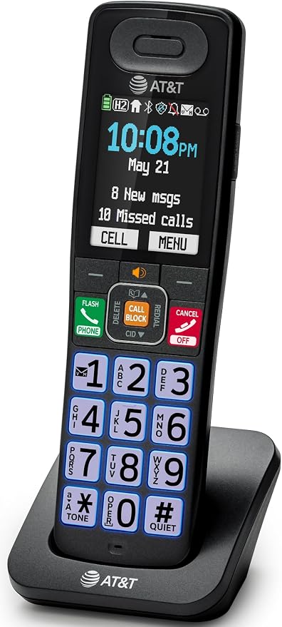 AT&T DECT 6.0 Additional Handset for BL108 Series, No Phone Jack Needed, Smart Call Blocker, Bluetooth Connect to Cell, Caller ID Announce | BL108-0