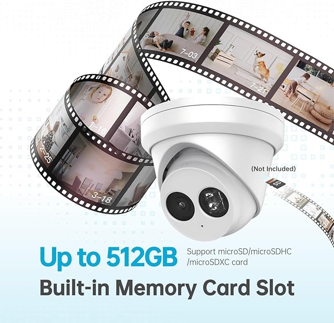 DS-2CD2383G2-IU 4K 8MP AcuSense IP Camera PoE Turret Dome Camera IP67 Outdoor, 120dB True WDR, 2.8mm Wide Angle Lens, IK10, H.265+, English Version, Human and Vehicle Detection, Work with Ⲏіkconnect