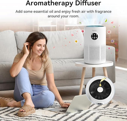 Air Purifiers for Home Up to 1360 Ft², Tailulu HEPA Air Purifiers for Bedroom Large Room with Washable Filter for Pet Dander Smoke Odor Dust Pollen with Timer Fragrance Sponge Sleep Mode