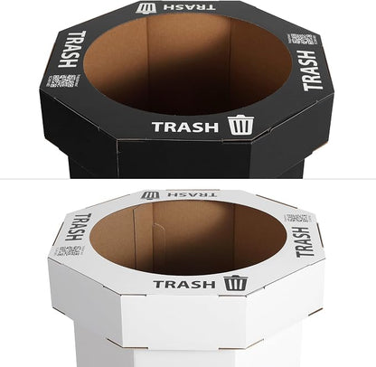 happimess Fleur 25 Gal Trash Can Bin, Charcoal Black/Cotton White, Set of 2