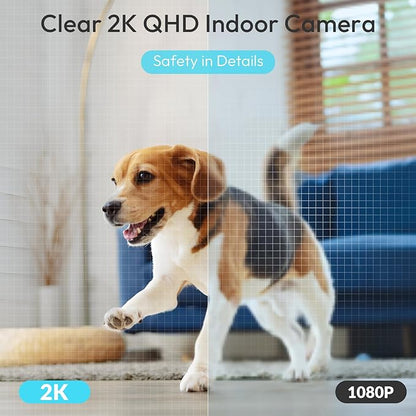 Rraycom 2Pack 2K Security Camera Indoor 5G/2.4 GHz Wi-Fi, Baby Monitor Pet/Dog Camera 360-Degree for Home Security, Smart Motion Tracking, 24/7 Live View, Night Vision, Compatible with Alexa