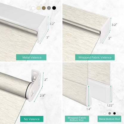Motorized Roller Shades, Light Filtering Remote Control Custom Window Shades Work with Alexa Google Assistant via RF Hub, Rechargeable Electric Blinds for Windows (Texture Light Coffee)