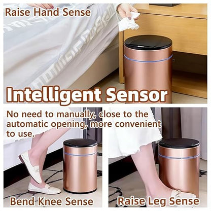 Garbage Can with Lid, Intelligent Sensor Opening and Closing, Small Garbage Can for Living Room, Bedroom, Kitchen and Bathroom (2, Pink)