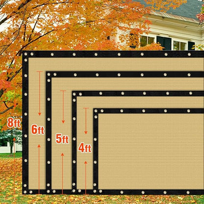 i COVER 5x25ft Privacy Screen Fence, Outdoor Fencing Panels, Garden Windscreen Mesh Shade Sail Net Barrier, Fence Privacy Screen Reinforced Bindings and Brass Grommets Cable Zip Ties, Sand