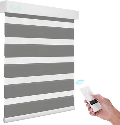 ACMEART Motorized Zebra Blinds,Smart APP & Remote Control 95% Blackout Shades,Compatible with Alexa,Custom Size Electric Window Blinds for Bedroom/Home/Office (Slate Grey)