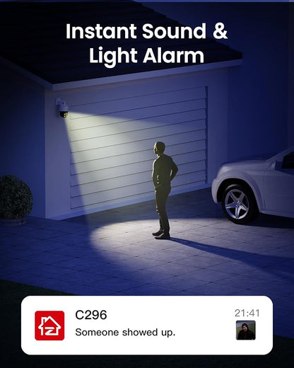 ZOSI C296 3K 5MP Add-on PoE PT Camera Outdoor, Starlight Night Vision, AI Face Human Vehicle Detection, 2-Way Talk, Auto Track, Pan/Tilt, Only Compatible NVR