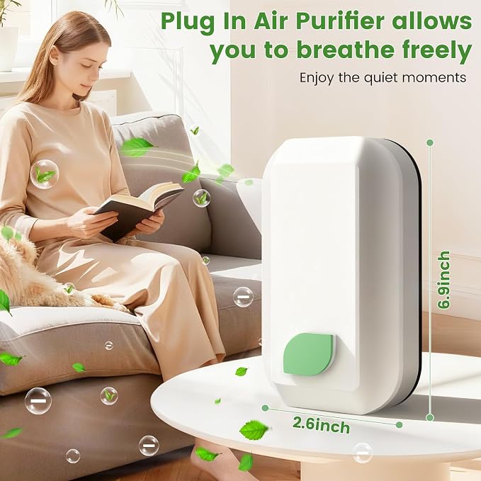 6Pack Plug In Ionic Air Purifier,Negative Ion Air Purifier for Home Portable Plug-In Air Ionizers for Smoke, Pets Smell Quiet Mini Air Cleaner for Home, Bedroom,Living Room (6)
