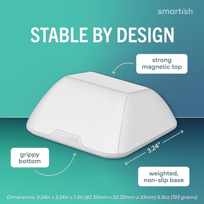 Smartish Magnetic Cord Holder, Cable Wrangler, Nightstand & Desk Organizer | Holds 5 Cords, 2 Cable Clips, Weighted Base, Charger Keeper, Phone Charging Cable Management, Home Office Accessories, White