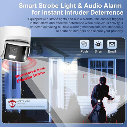 Anpviz 4K/8MP PoE Dual Lens Security Camera Outdoor 180 Degree Wide Angle
