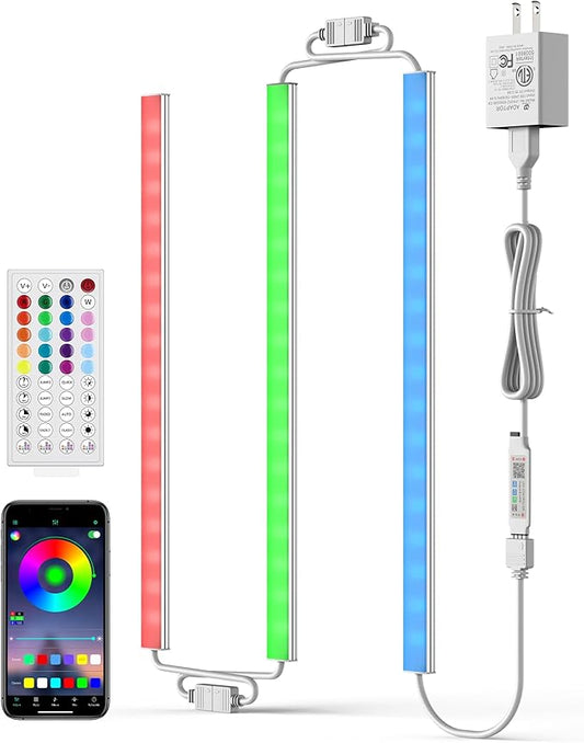 ASOKO 200 Lumens RGB Under Cabinet Light Plug in, 3 Pack 12 inch Linkable Counter Lights, Music Sync RGB LED Strip Lights with APP & Remote Control, Ambient Lights for Room Decor