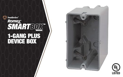 Southwire Device Box, 1 Gang, 22.5/Cu | Depth Adjustable | Heavy Duty 42lb | Gray | Pack of 2