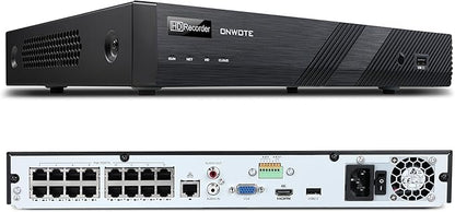 ONWOTE 6K 12MP 16 Channel PoE NVR, Smart AcuSearch, 16CH Video Audio Recorder (Built-in 16 PoE Ports), Only Work with ONWOTE 12MP/4K 8MP/6MP/5MP POE IP Cameras, Support 20TB (No Hard Drive Included)