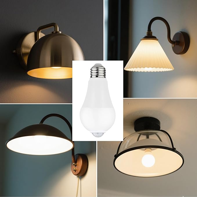 Motion Sensor LED Bulbs 12W (100W Equivalent) - Auto On/Off Dusk to Dawn Security Lighting, 5000K Daylight, Energy-Saving Indoor Outdoor Bulbs for Porch, Stairs, Hallway (2-Pack)