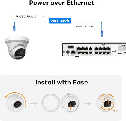 ONWOTE 5MP PoE IP Security Camera, 2 Way Audio, Smart Color Night Vision, AI Human Vehicle Detection, 122° Wide View, Indoor/Outdoor, Commercial Wired CCTV for Business Home, Add-on to PoE NVR System