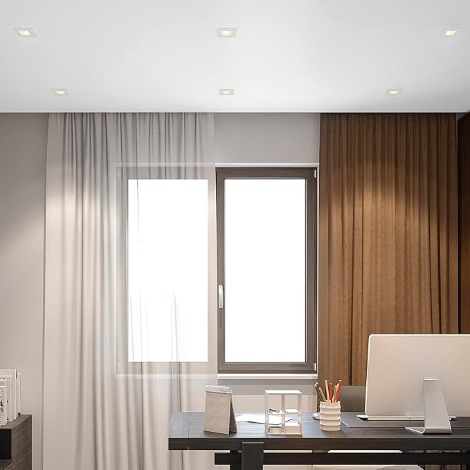Maxxima 2 in. Ultra-Thin Recessed Anti-Glare LED Downlight - Canless IC Rated, 500 Lumens, 5 Color Temperature Selectable 2700K/3000K/3500K/4000K/5000K, Dimmable Square Stone Gray Trim, 90 CRI