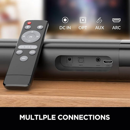 Sound Bar for Smart TV, 80W Soundbar with Bluetooth/ARC/Opt/AUX Connect, Auto Volume Boost, 3 Equalizer Modes, 2 in 1 Detachable Soundbar for TV/PC/Gaming/Projectors