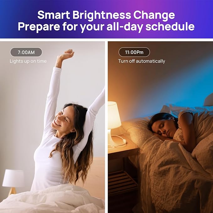 Consciot Matter WiFi Smart Light Bulbs Works with Alexa/Google Home/Apple Home/Siri/SmartThings, RGBTW Color Changing LED Light Bulb That Music Sync, A19 E26 60W Equi, 2.4Ghz WiFi&Bluetooth, 2 Pack