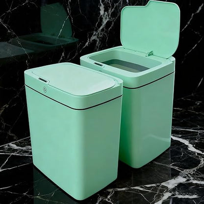 Smart Sensor Trash Can, 4 Gallon Automatic Touchless Garbage Bin with Odor Lock & Removable Bucket, IPX5 Waterproof,for Kitchen, Bathroom, Bedroom, Home.2-Green