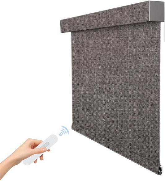Smart Remote-Controlled Electric Roller Blinds,Motorized Blinds with Remote,100% Blackout Smart Roller Blinds Compatible with Apple Homekit Google Home and Alexa Via HUB (Dark Gray, W23''×H72'')
