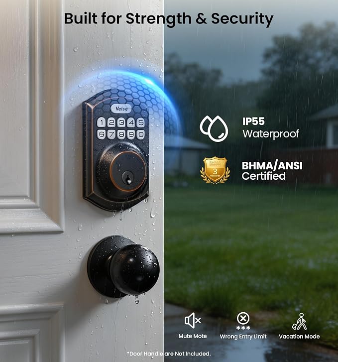 Veise VE001 Keyless Entry Deadbolt, Electronic Keypad Lock, Bronze