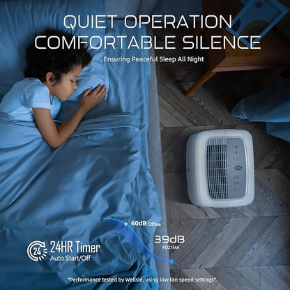 Most Efficient Energy Star Dehumidifier, Wellsle 52 Pints Dehumidifier for Basement and Home, Smart Humidity Adjustment with 1.59 Gal Water Tank and Drain Hose 42dB Quiet Operation for Bedroom