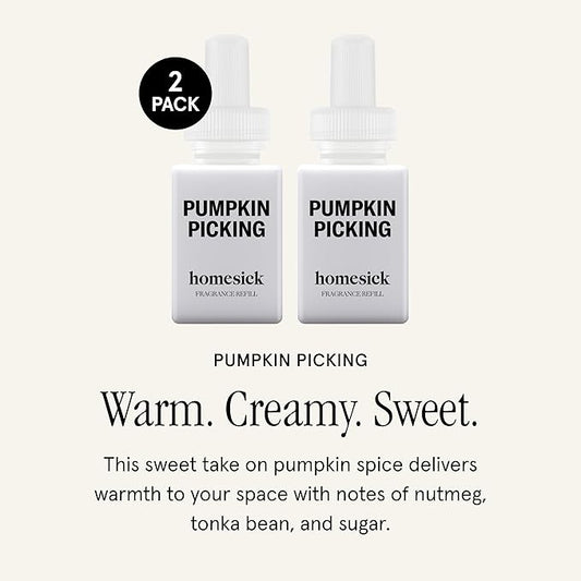 Pura & Homesick Home Scent Refill - Smart Home Air Diffuser Fragrance - Long-Lasting Luxury Scent per Refill - Clean Diffuser Fragrance - Household Essential - 2 Pack, Pumpkin Picking