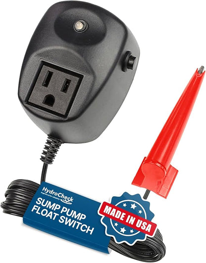 HC8000Tv2 Electronic Sump Pump Float Switch – with Smart Button, Built-In Alarms, Dry-Sensor Technology, Water Sensor Alarm, Ideal for All Sump Pumps – MADE IN USA