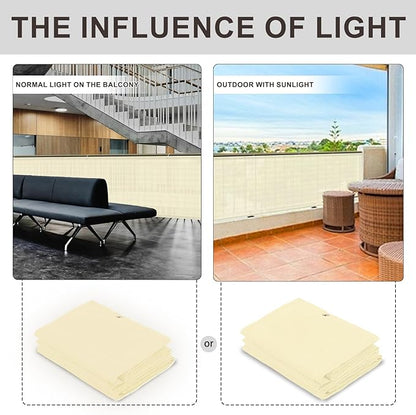 LOVE STORY Custom Size 3'x11' Butter Cream Balcony Privacy Screen,UV Block Privacy Fence Screen,90% Shield for Outdoor Pool Garden Apartment Railing