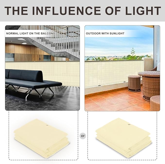 LOVE STORY Custom Size 3'x28' Butter Cream Balcony Privacy Screen,UV Block Privacy Fence Screen,90% Shield for Outdoor Pool Garden Apartment Railing