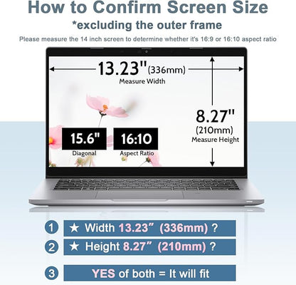Laptop Privacy Screen 15.6 Inch for HP Dell Acer Asus Lenovo Thinkpad Envy Xps, 16:10 Aspect IPROKKO Removable 15.6in Anti Blue Light Glare Privacy Filter Shield, Anti Spy Computer Monitor Security