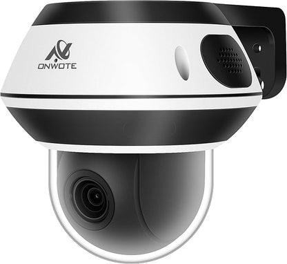 ONWOTE PTZ PoE IP Security Camera, 350° Pan 87° Tilt 5X Optical Zoom 4K 8MP, 2 Way Audio, 2.7-13.5mm Motorized Lens, AI Human Vehicle Detection, 60ft-100ft IR, Outdoor Dome with Audio