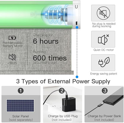 Tokblind Motorized Light Filtering Roller Shade Fabric Covered Valance and Bottom Rod, Remote Control Electric Window Blind Compatible with Alexa via Hub, Custom Size (Dark Grey - Wrapped Fabric)
