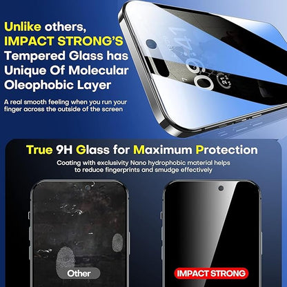 ImpactStrong Anti-Spy Privacy Screen Protector for iPhone 17 (6.3-Inch), 9H Tempered Glass, Shatter-Resistant, Anti-Scratch, Easy Install Kit, Case Friendly, 2-Pack