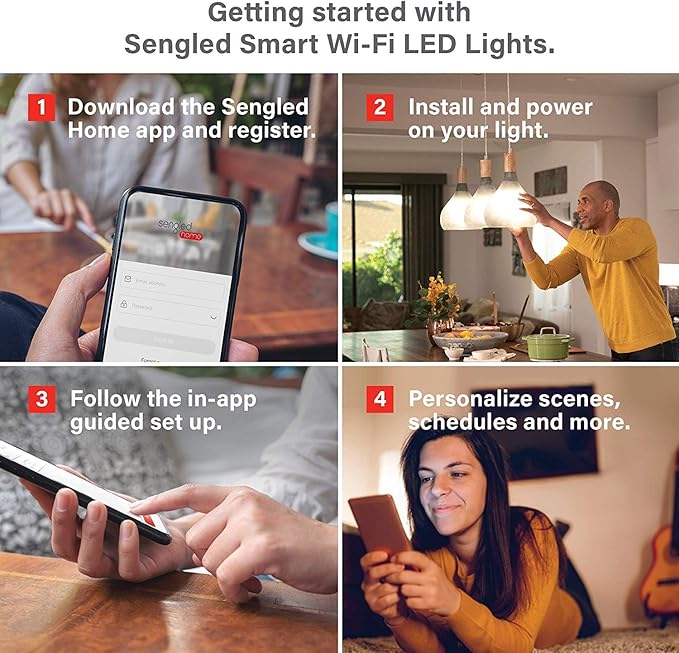 Sengled Smart Light Bulb, WiFi Light Bulbs That Work with Google Home, No Hub Required, Smart LED Light Bulb A19 Soft White (2700K), 2 Pack